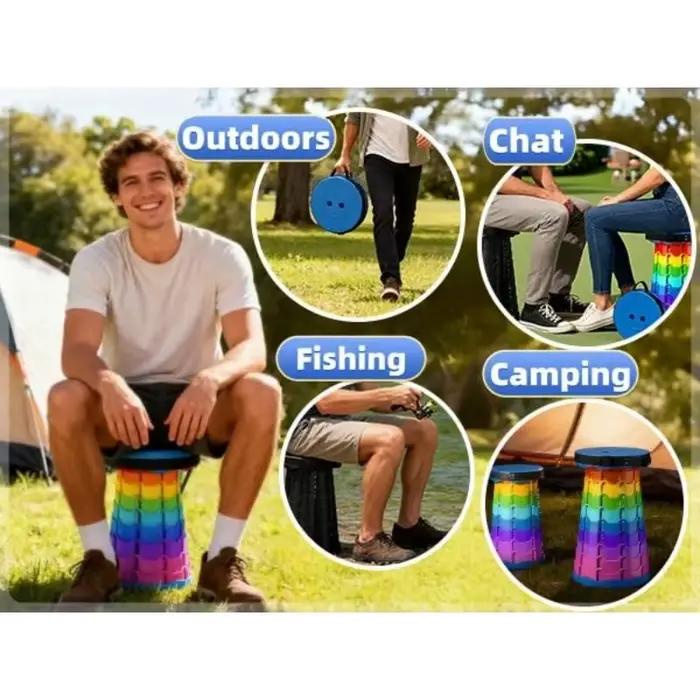 Tabouret pliant télescopique léger portable pour pêche plage camping extérieur confort personnalisé stabilité solides horizons nature libertés sorties activités observation nature