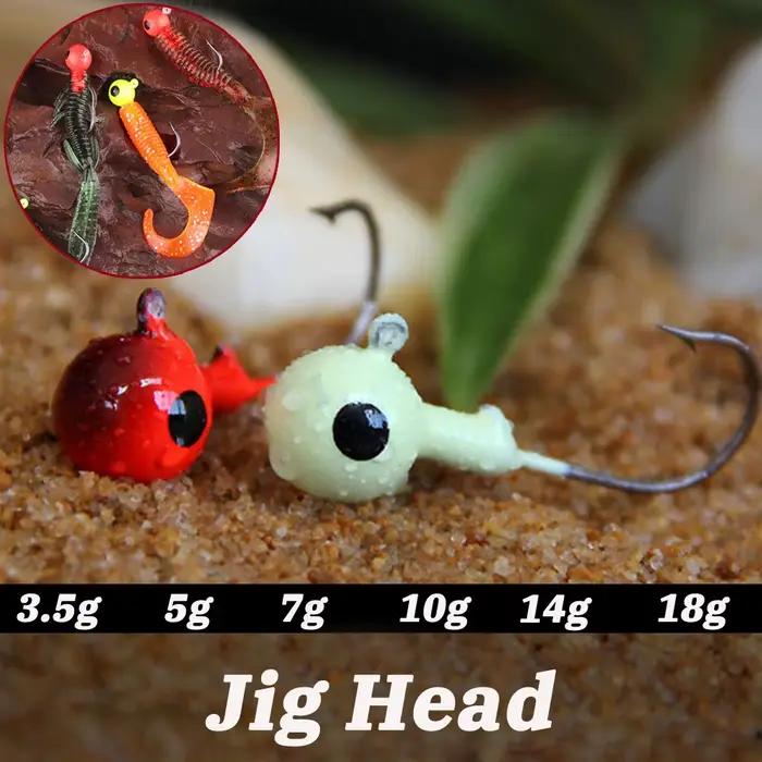 Lot de 10 hameçons jig métal 3.5g à 18g avec œil 3D pour leurres souples et