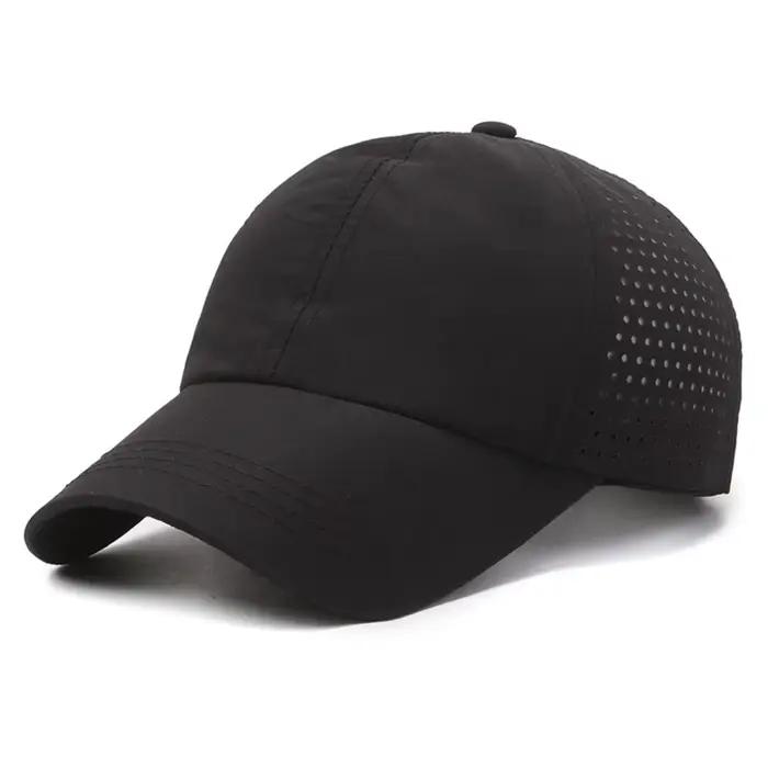 Casquette Baseball Noire Dry Fit - Sport Outdoor Respirante Pêche Randonnée Chasse