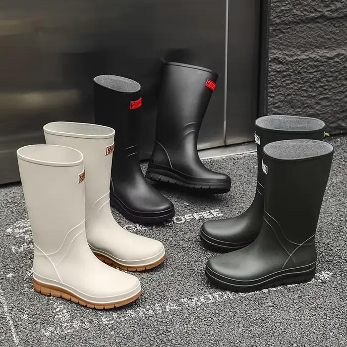 Bottes de pêche homme PVC haute tube anti-dérapantes pour lavage auto et loisirs extérieurs