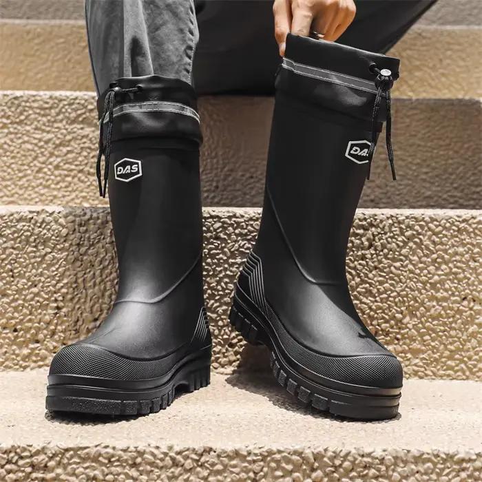 Bottes de pluie homme mi-mollet style allemand semelle épaisse pour pêche décontractée