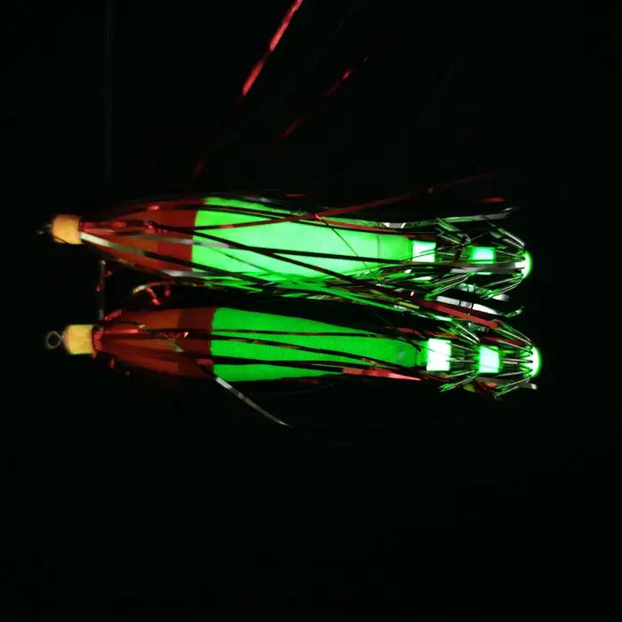 Leurre de pêche lumineux pour calmar et seiche, hameçon parapluie avec 5 leurres crevette pour la