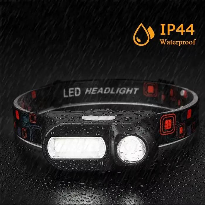 Lampe frontale LED 10W imperméable avec 6 modes d'éclairage pour pêche, camping et randonnée nocturne