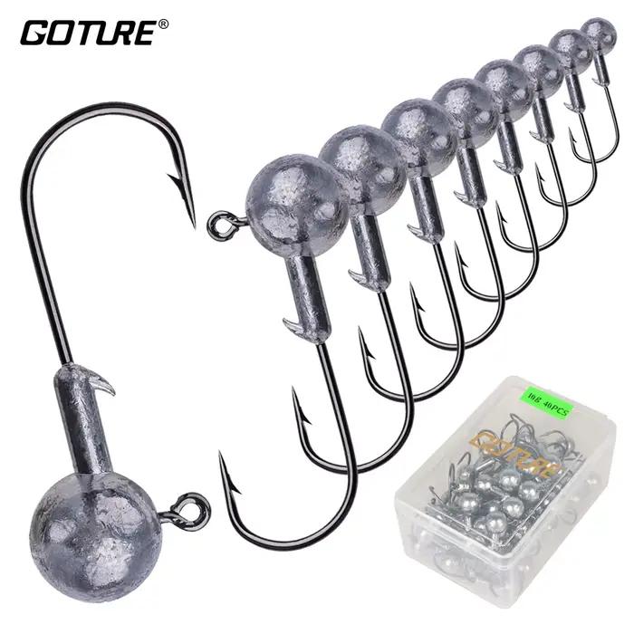 Goture 20-50 têtes plombées 1g à 20g pour pêche de la carpe et du bass - Hameçons en acier carbone
