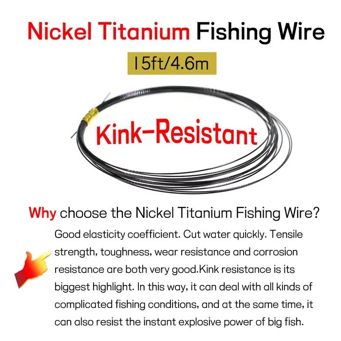 Bas de ligne nickel titane 15ft/4.6m anti-vrillage pour pêche en mer brochet thon wahoo 6LB-124LB