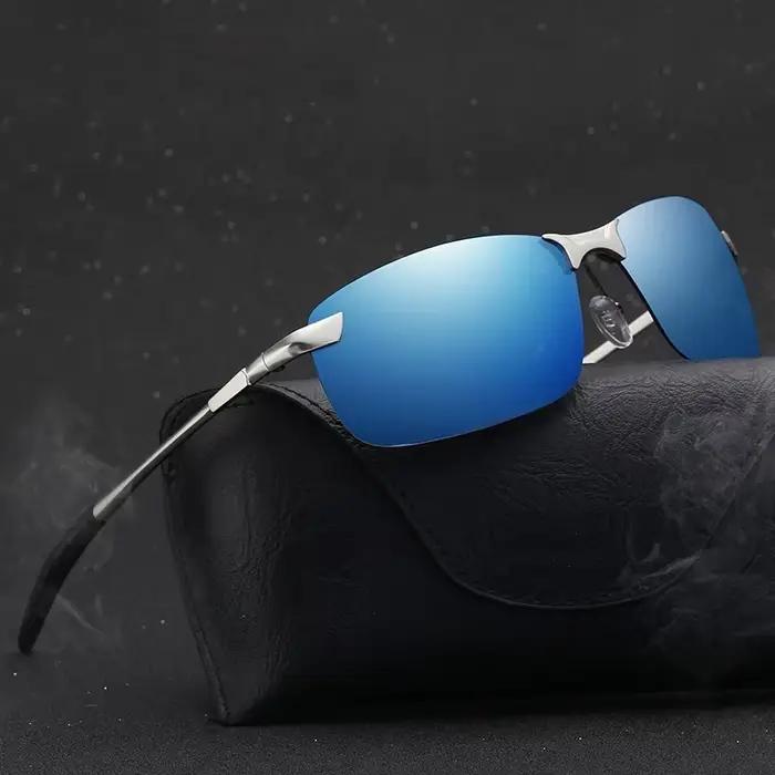 Lunettes de soleil polarisées métal rétro pêche homme - demi-monture luxe designer conduite UV400