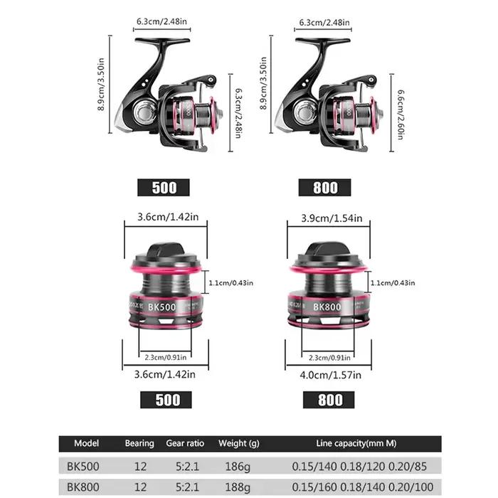 Huidiao 150g Ultralight Spinning Reel 500/800 Series 5.2:1 Gear Ratio Compact Ic