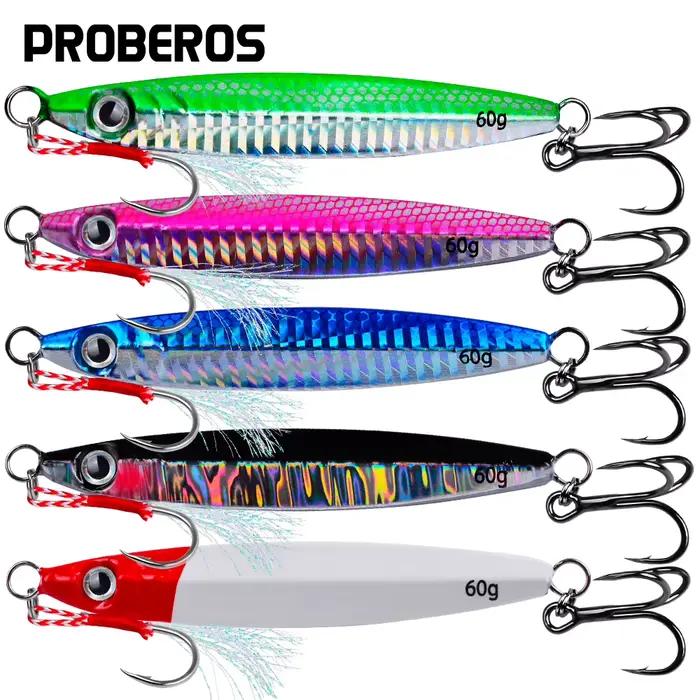 Jig métal PROBEROS 10-60g avec yeux 3D - Leurre bionique pour pêche du bord en mer et surfcasting