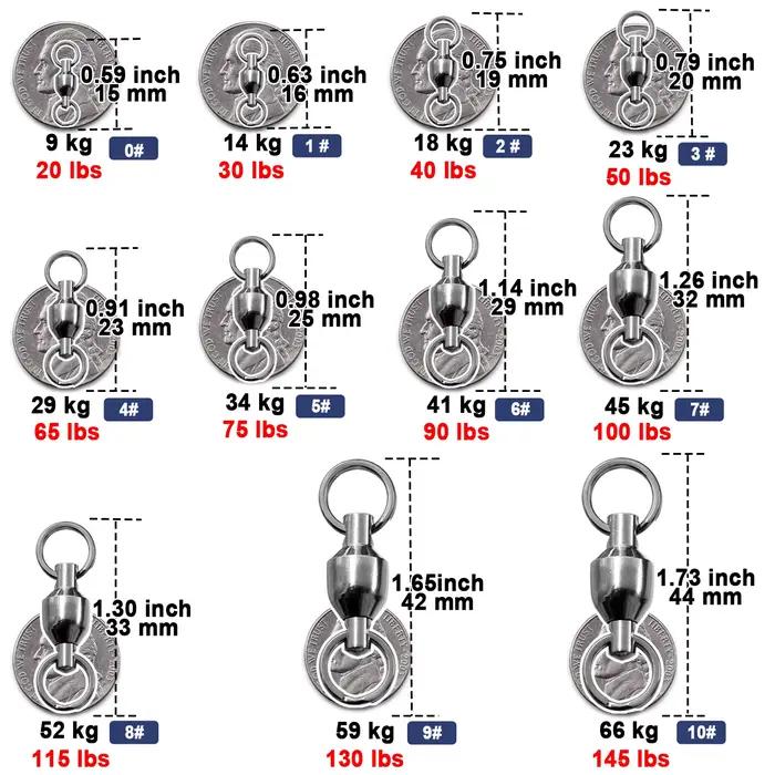 25 émerillons à billes 9KM avec anneaux split rings - Rotation fluide pour leurres et montages