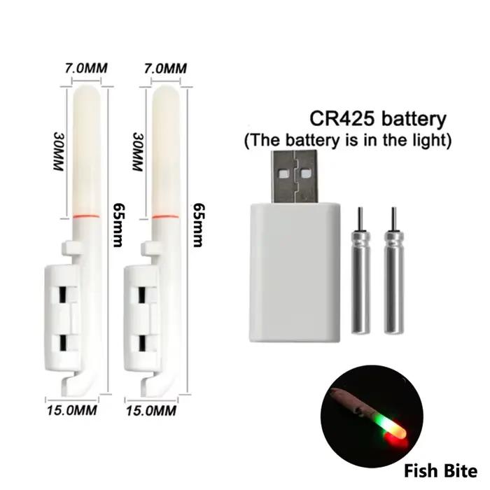 Lampe de pêche lumineuse rechargeable USB CR425 3.6V avec lumière rouge clignotante pour attirer le poisson la nuit