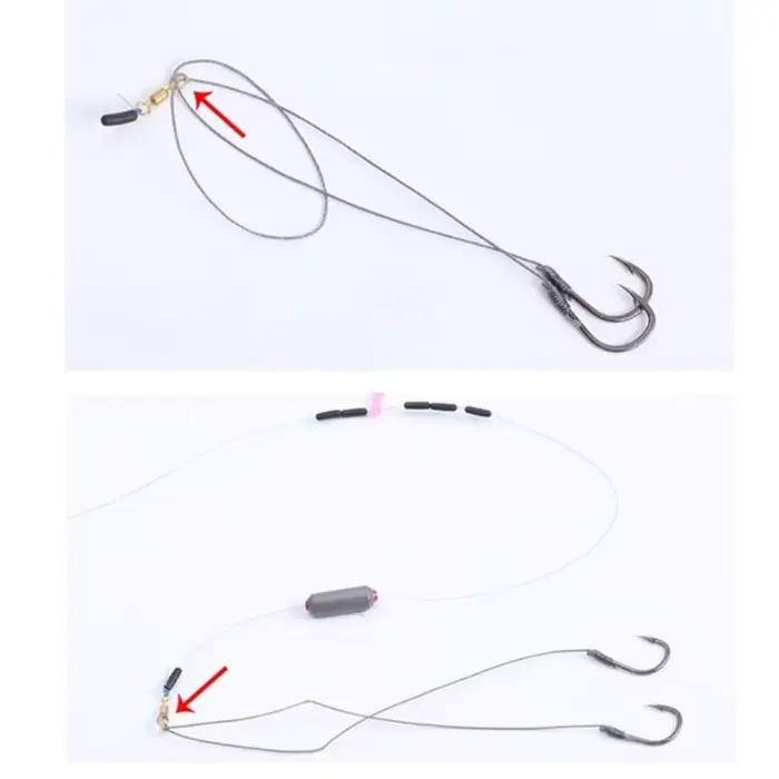 5 hameçons doubles robustes avec sous-ligne pour la pêche, lot de 5 pièces - accessoires montés
