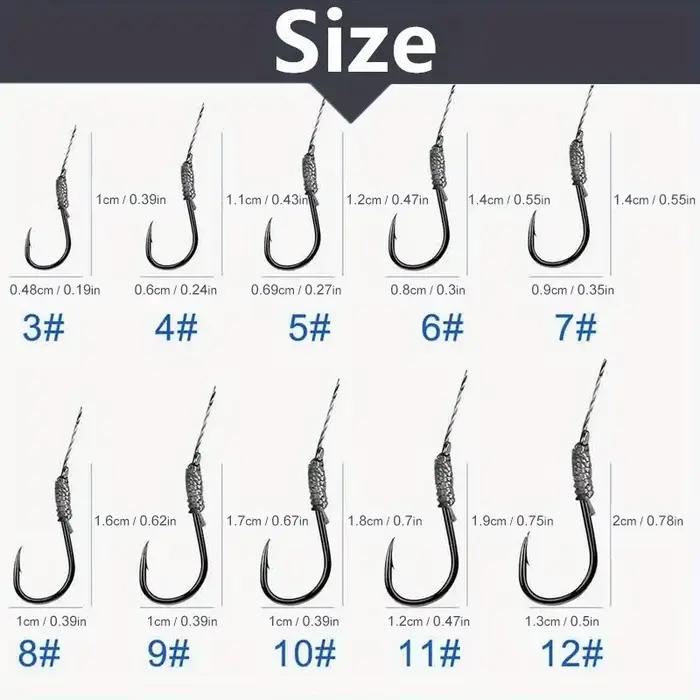 50 hameçons pré-montés Ackibbik pour pêche à la carpe avec ligne PE 3#-12# - Hooks micro taille