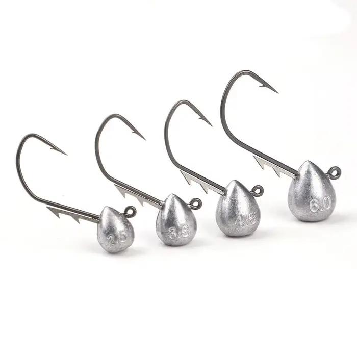 Lot de 5 hameçons jig tête exposée 2.5g à 6g pour leurre souple truite et sébaste,