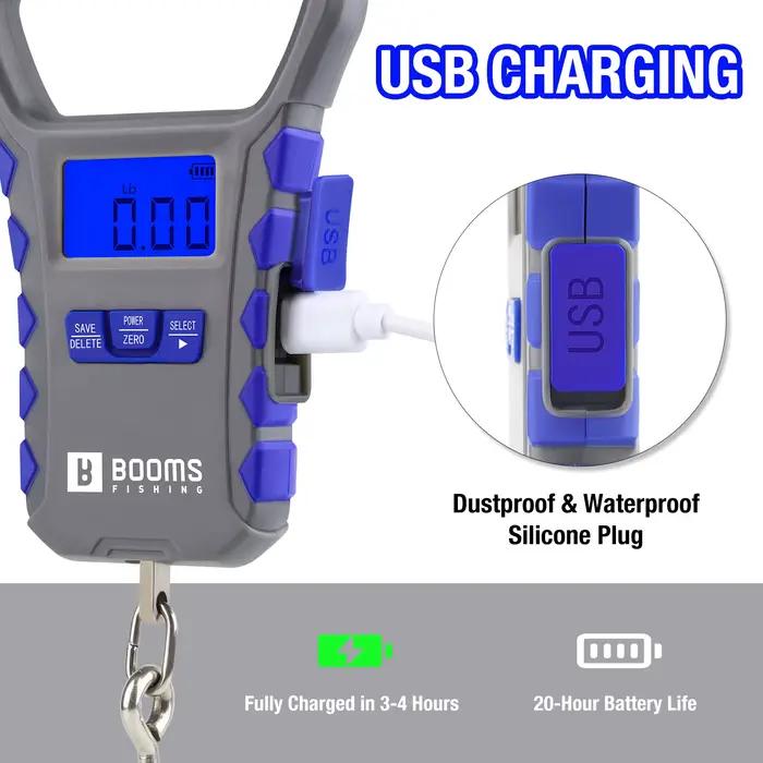 Balance numérique Booms Fishing XW50 étanche 65lb/30kg portable pour pêche, bagages et accessoires rechargeables