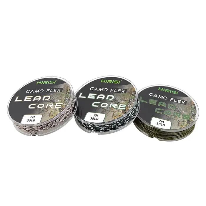 Ligne plombée carpe 35LB 7 mètres pour montage hair rig - tresse 3 couleurs résistante