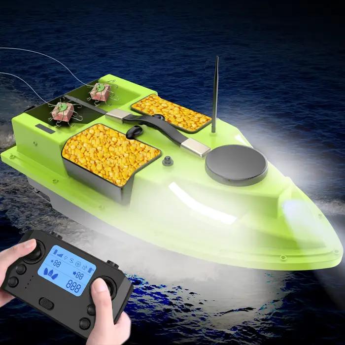 Bateau d'amorces GPS à 4 compartiments LOKEEVAN D19 avec télécommande LCD et feux de navigation RVB pour pêche nocturne et jour