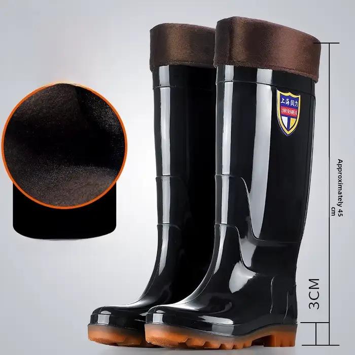 Bottes pluie hautes homme extra épaisses - Chaussures waterproof à semelle tendon de bœuf