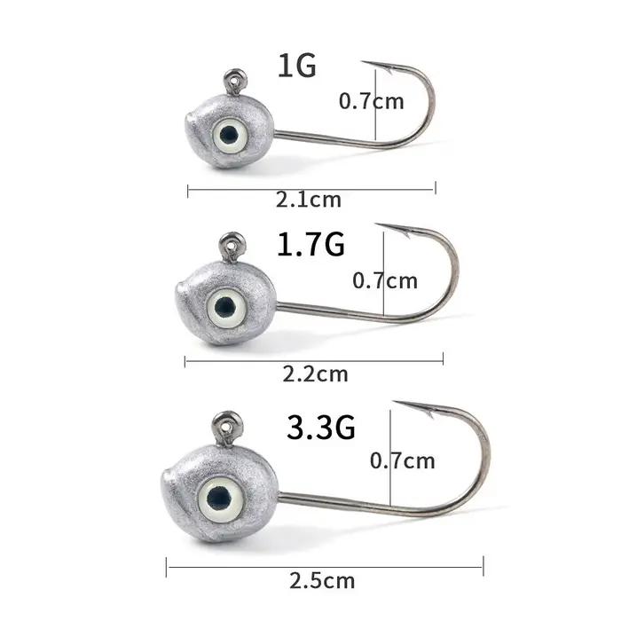 Tête plombée Grouper Crank Jig 0.5g à 5g pour leurres souples et pêche au rockfish
