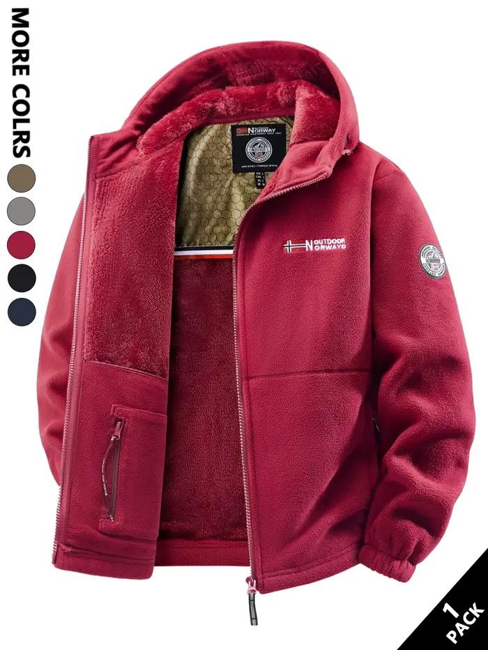 Veste de pêche hiver polaire capuche homme - Coupe-vent chaude sport running quotidien vacances