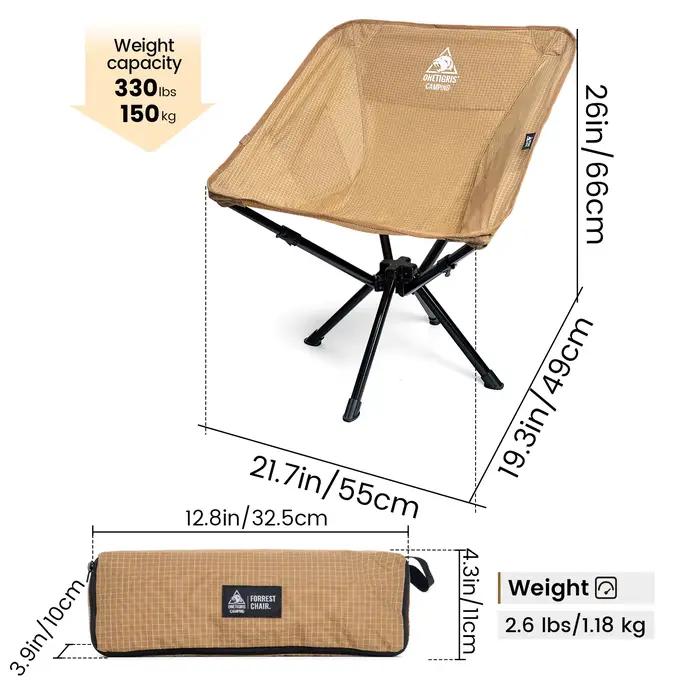 Chaise de camping pliante ultralégère Onetigris - Siège portable pour pêche et randonnée