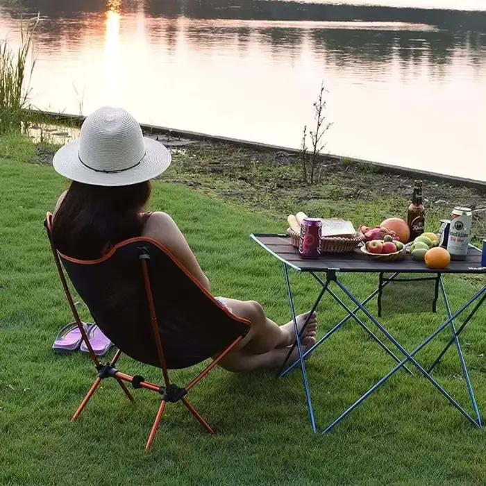 Chaise paresseuse aluminium pliante chaise lune camping pêche portable équipement pêche léger détente