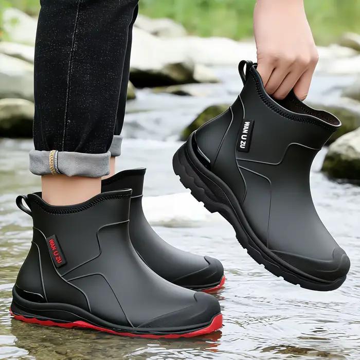 Bottes de pluie courtes homme doublées polaire imperméables antidérapantes pour pêche hivernale et vadrouille