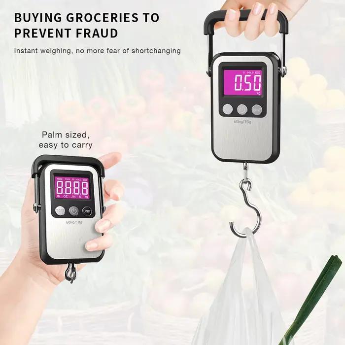 Balance digitale rechargeable 60kg précision 10g - Pèse-poisson crochet LCD portable usage domestique