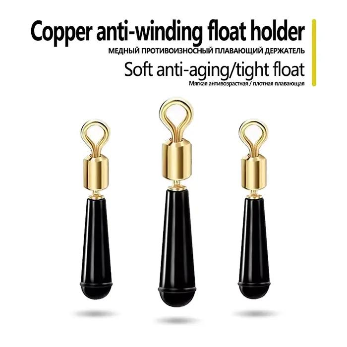 10 anneaux connecteurs cuivre B pour flotteurs pêche - Rotations 360° et supports silicone