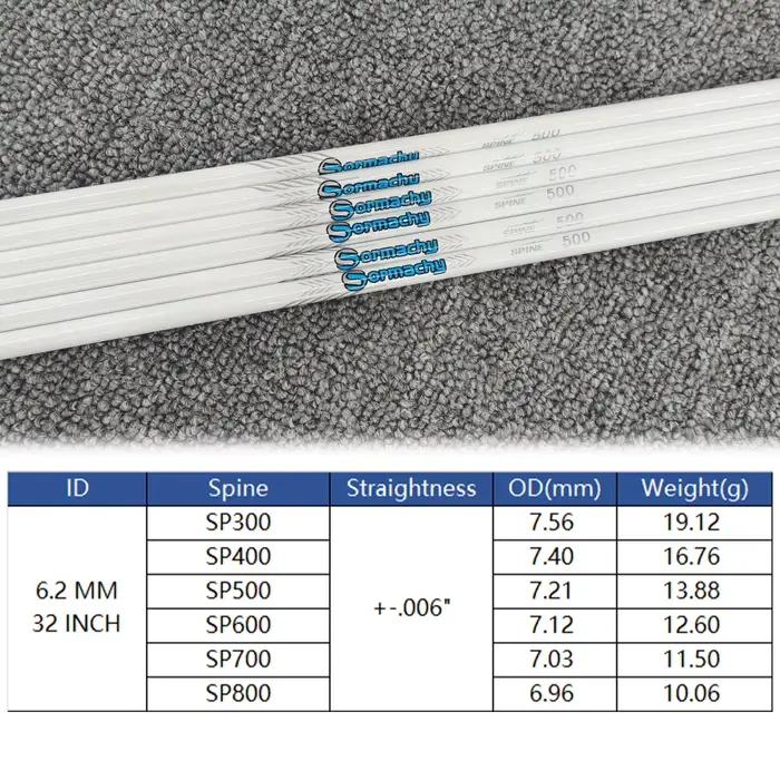 12 fûts carbone pur Pandarus Champion ID6.2mm spine 300-800 kit DIY pêche à l'arc avec tube
