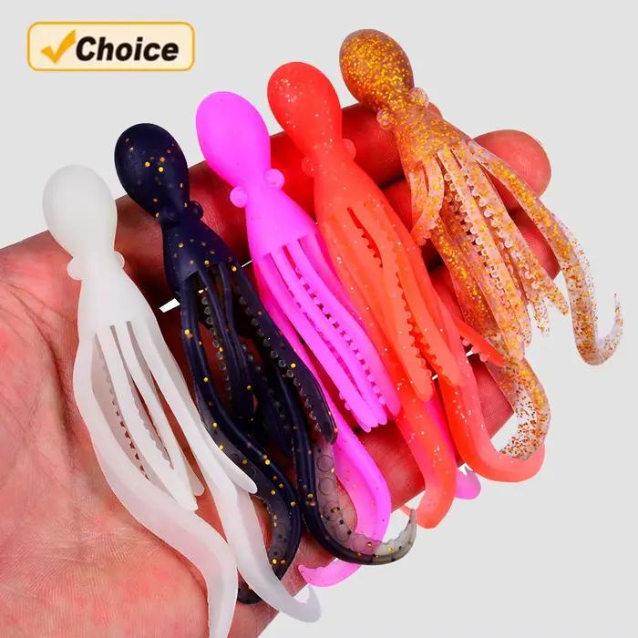 Leurre souple lumineux poulpe 5 pièces pour pêche au thon à la traîne et jigging appât