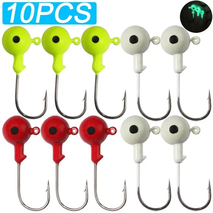Lot de 10 hameçons jig métal 3.5g à 18g avec œil 3D pour leurres souples et