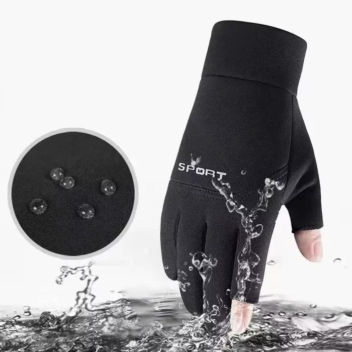 Gants pêche hiver homme femme chauds anti-dérapant écran tactile deux doigts coupés