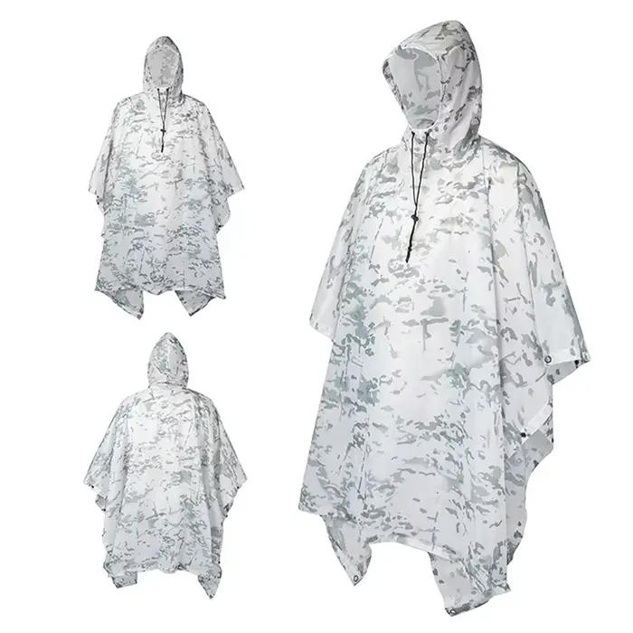 Poncho pluie camouflage jungle respirant PU - Imperméable pêche tropicale observation oiseaux randonnée