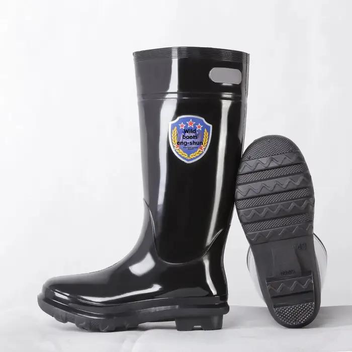 Bottes de pêche hautes noires imperméables anti-dérapantes pour hommes - Semelle tendon de bœuf résistante
