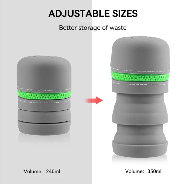 Boîte de pêche à mouche pliable en silicone avec zip, poubelle portable multifonction et mousquetons