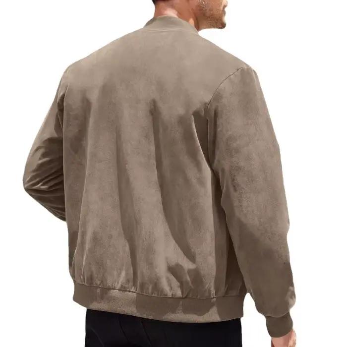 Veste en suède vintage à fermeture éclair homme - Cardigan casual rétro pour pêcheurs au style authentique