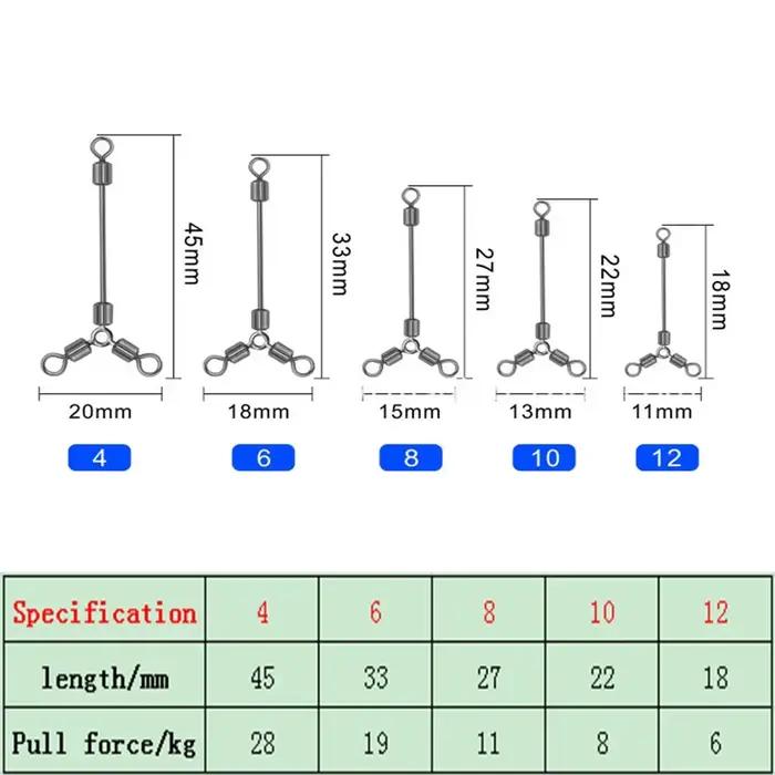 10 connecteurs à roulement à billes 3 voies pour pêche en mer - accessoires hameçons résistants à la corrosion