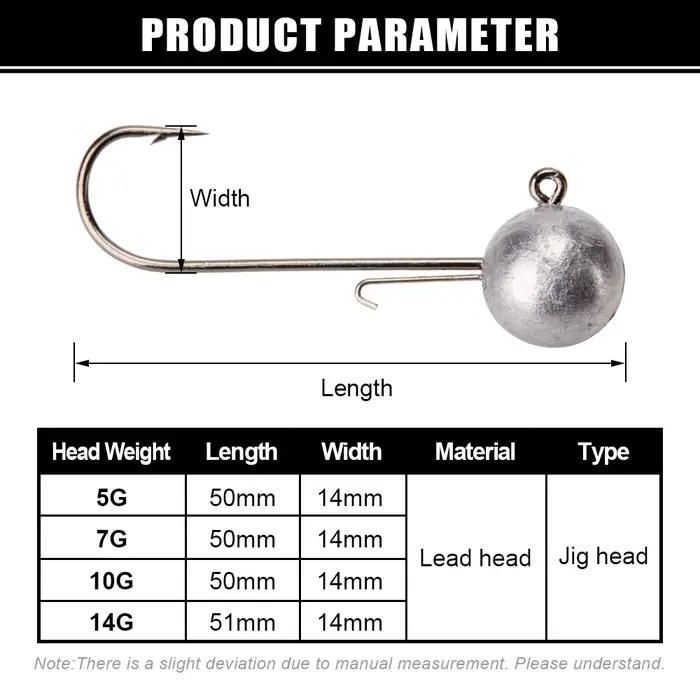 Têtes de pêche plombées longues tige acier haut carbone 5g 7g 10g pour leurres souples