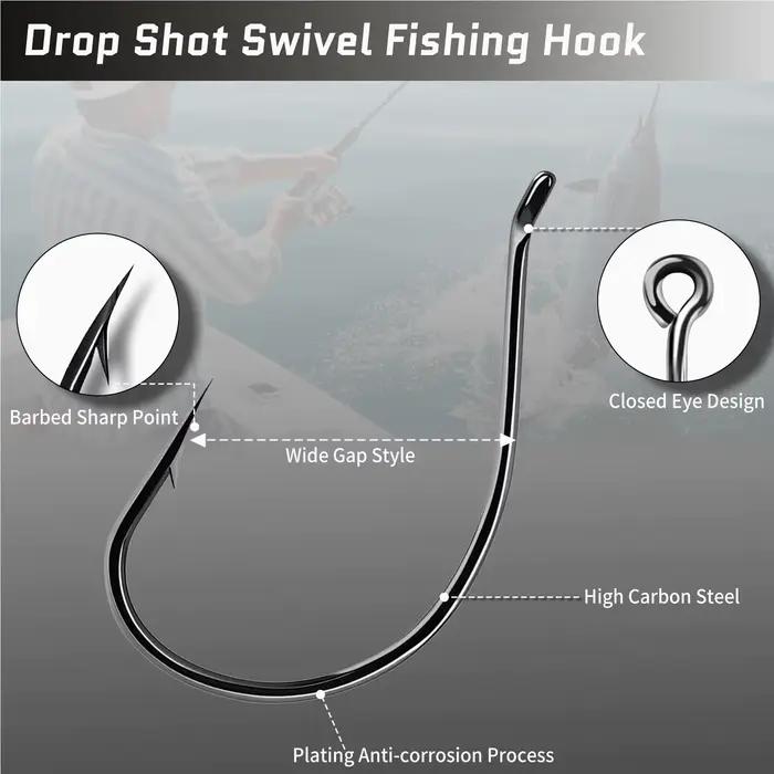 Hameçons drop shot 9KM 50-200 pièces nickel noir wacky rig pêche bass mer eau douce