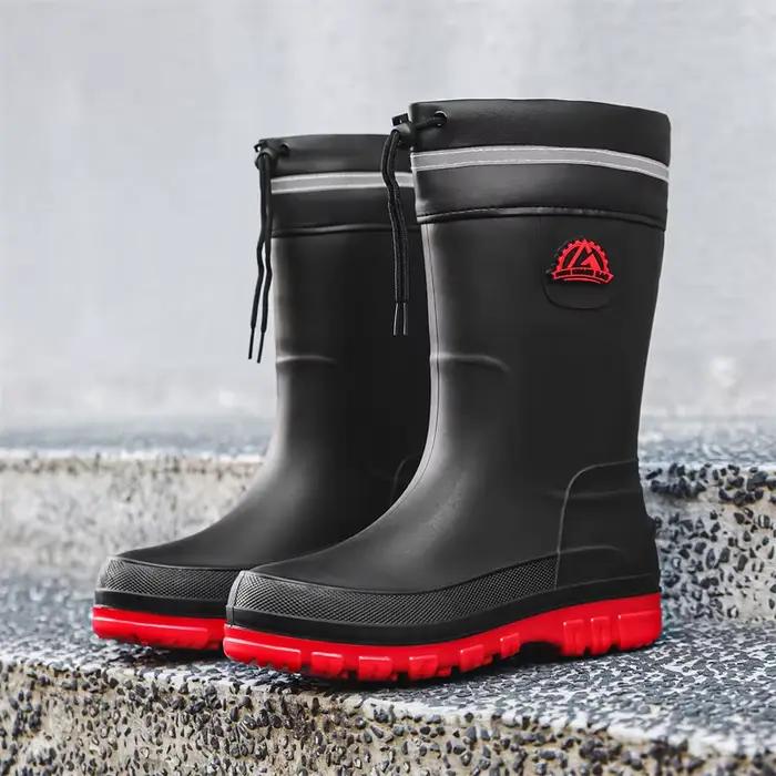 Bottes caoutchouc homme mi-mollet pêche extérieur antidérapantes chef hiver