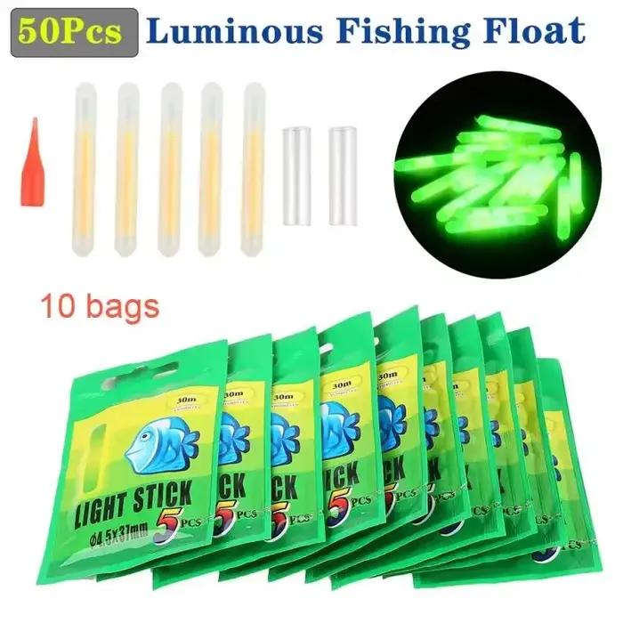 5/50 pièces flotteurs lumineux pêche nocturne bâtons fluorescents lumière nuit équipement