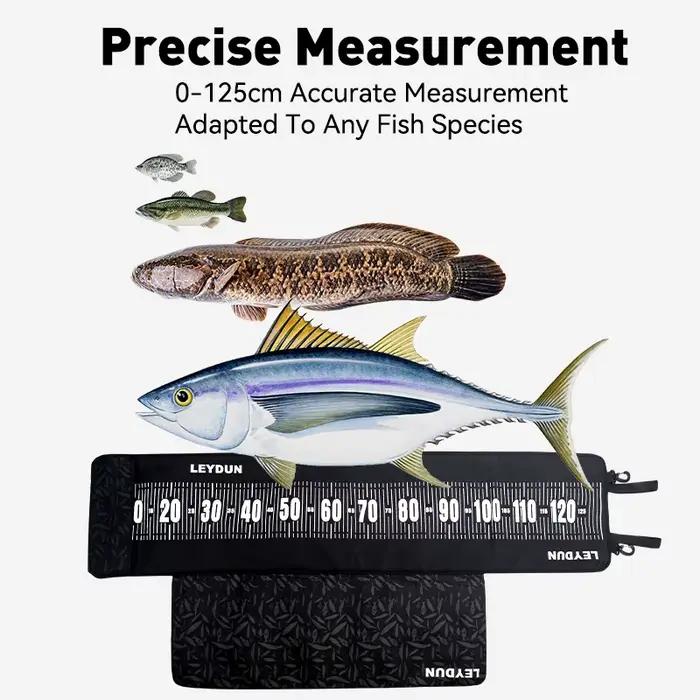 Tapis mesure poisson LEYDUN 125cm avec règle et base genouillère rembourrée - Outils pêche complets