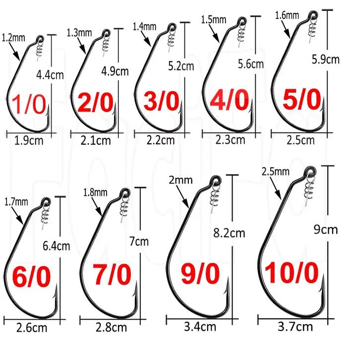 20 hameçons pêche leurres souples gros gap pour carnassiers black bass en acier carbone haute résistance