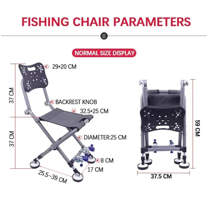 Fauteuil de pêche pliant réglable 180° avec dossier aluminium - Chaise portable pour camping et pêche