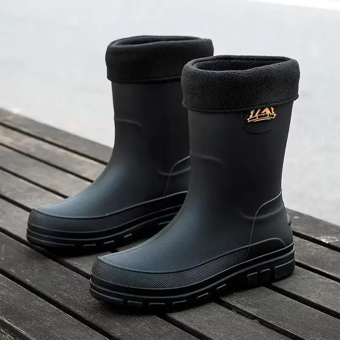 Bottes pluie homme mode mi-mollet caoutchouc antidérapantes chaussures aquatiques sécurité travail nouvelle
