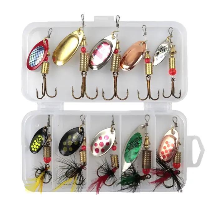 Set 10 cuillères spinner métalliques pour brochet - Spoonbaits et crankbaits kit complet