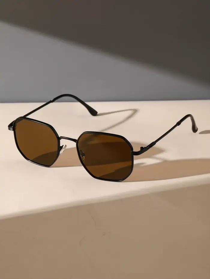 Lunettes de soleil vintage unisexe style bohème pêche - Monture géométrique métal rétro pour activités extérieures