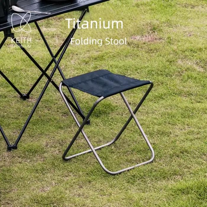 Tabouret de pêche KEITH titane ultraléger 325g - Chaise pliante camping extérieure anti-rouille haute résistance