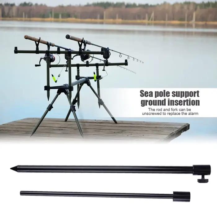 Support de canne réglable pour alarme de pêche carpe - Tige de berge en aluminium noir extensible