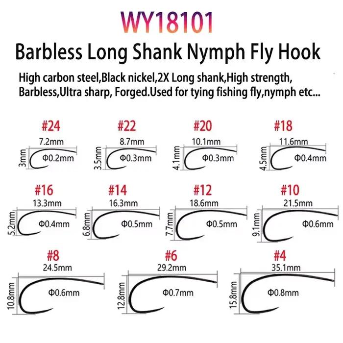 Vampfly 50 hameçons mouche barbés et sans ardillon - nymphes pupes sèches mouche noyée pêche